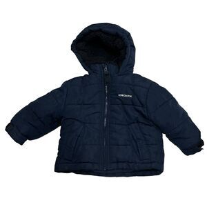 London Fog Baby Coat 18M Hooded Navy Fleece Lined Classic Cozy Jacket Winter